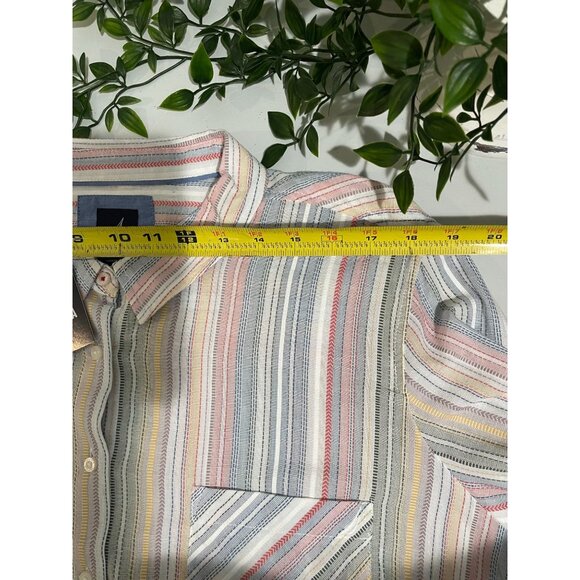 Nautica Jeans Womens 2X Multicolor Striped Button-Up Shirt100%Cotton Lightweight - Picture 11 of 14